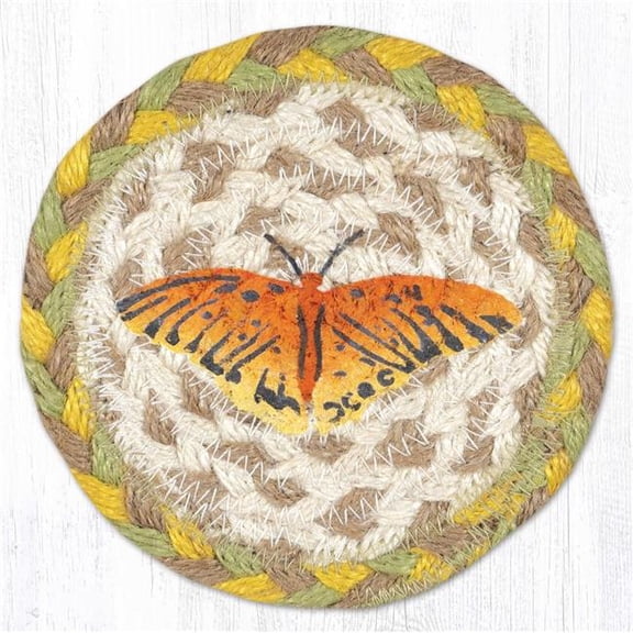 Earth Rug 31-IC654B 5 x 5 in. Butterfly Printed Braided Coaster, Multi Color