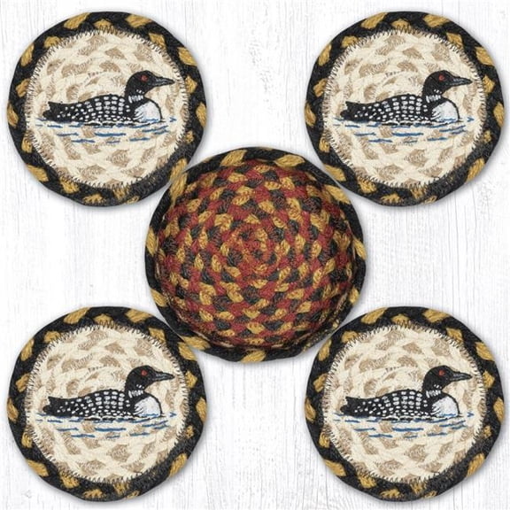 Earth Rug 29-CB043L 5 x 5 in. CNB-43 Loon Coasters in a Basket