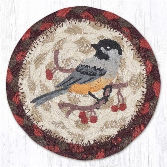 Earth Rug 31-IC417CH 5 x 5 in. Chickadee Printed Braided Coaster, Multi Color