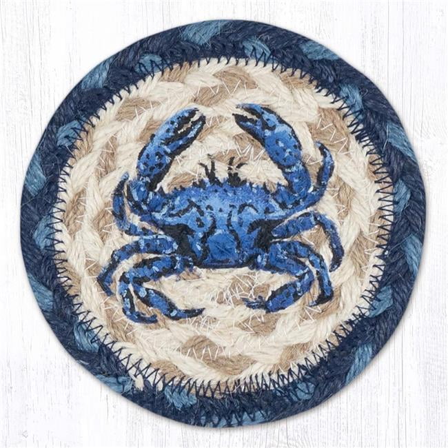 Earth Rug 31-IC362CDB 5 x 5 in. Crab Dark Blue Printed Braided Coaster ...