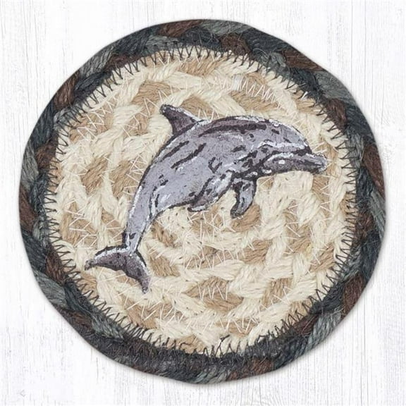 Earth Rug 31-IC895D 5 x 5 in. Dolphin Printed Braided Coaster, Multi Color