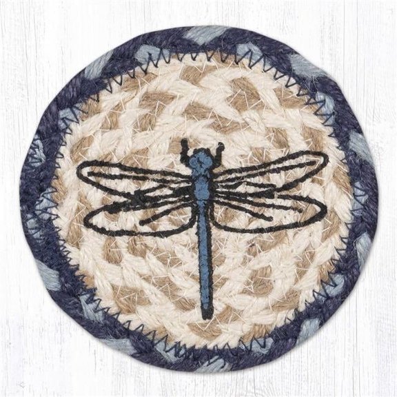 Earth Rug 31-IC859D 5 x 5 in. Dragonfly Printed Braided Coaster, Multi Color
