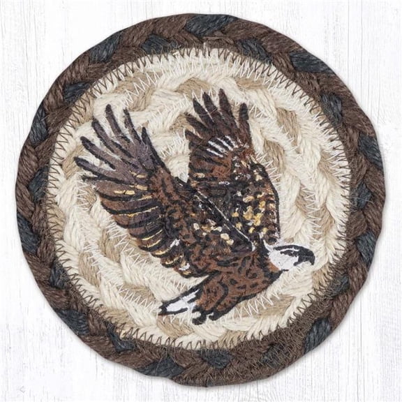Earth Rug 31-IC899E 5 x 5 in. Eagle Printed Braided Coaster, Multi Color