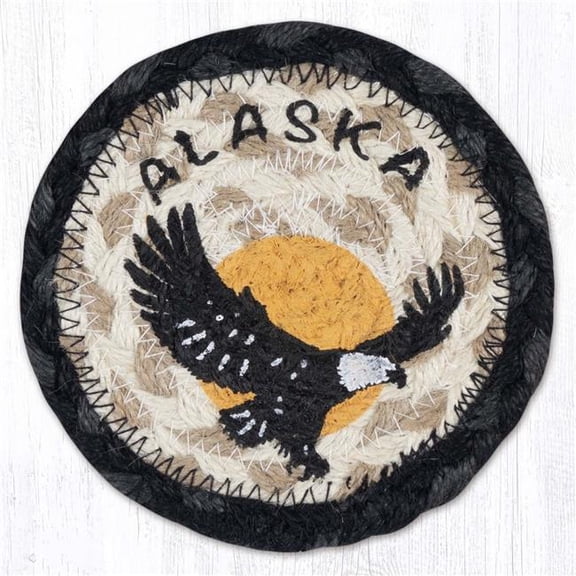 Earth Rug 31-IC238EA 5 x 5 in. Eagle Silhouette Printed Braided Coaster, Multi Color