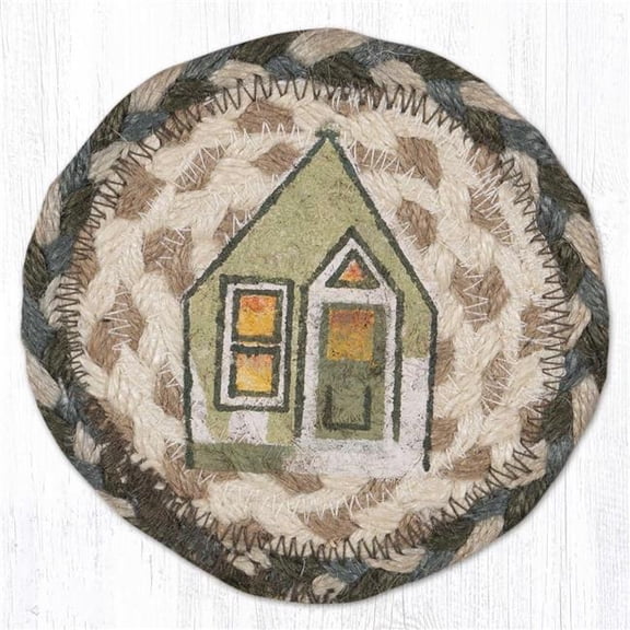 Earth Rug 31-IC419HV 5 x 5 in. Holiday Village Printed Braided Coaster, Multi Color