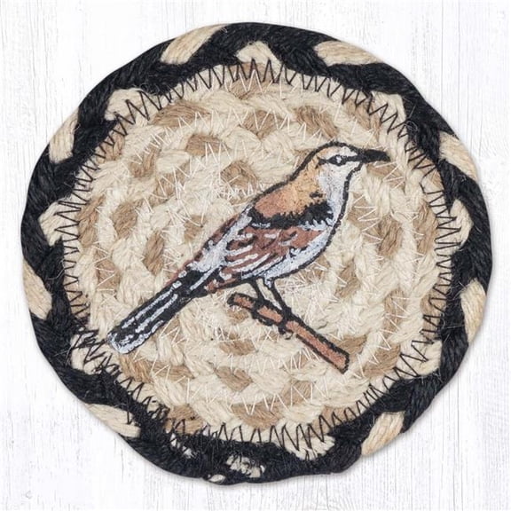 Earth Rug 31-IC430MB 5 x 5 in. Mocking Bird Printed Braided Coaster, Multi Color