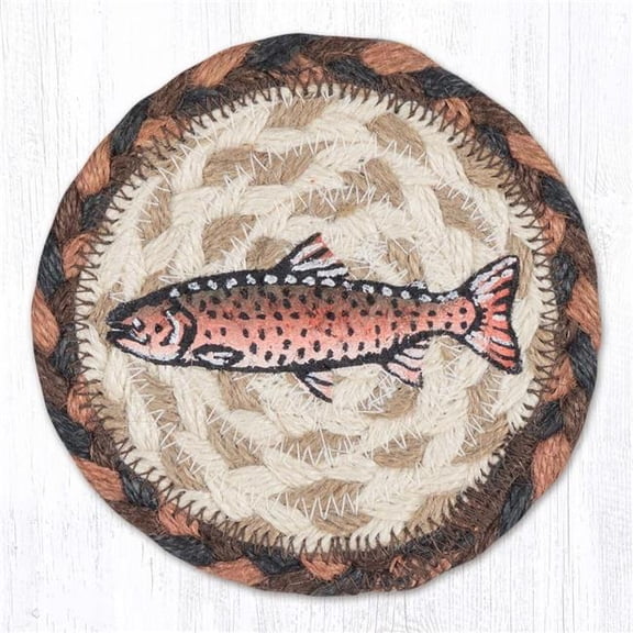 Earth Rug 31-IC010RS 5 x 5 in. Red Salmon Printed Braided Coaster, Multi Color