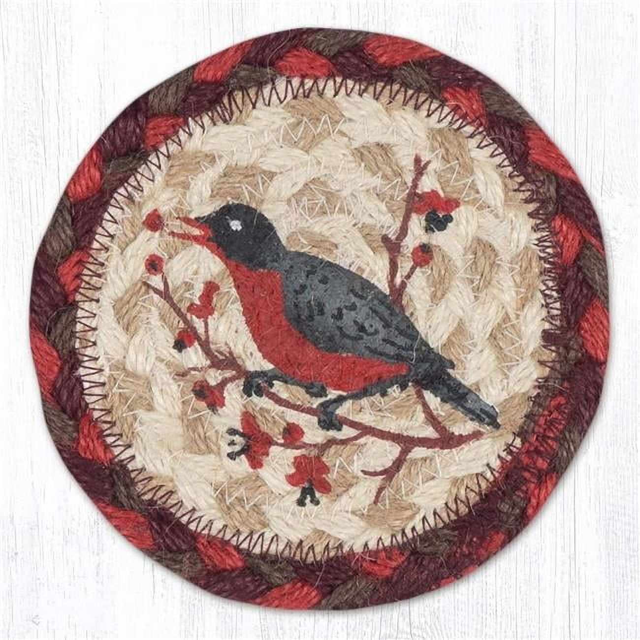 Earth Rug 31-IC717WR 5 x 5 in. Wildlife Robin Printed Braided Coaster ...