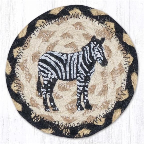 Earth Rug 31-IC123ZS 5 x 5 in. Zebra Silhouette Printed Braided Coaster, Multi Color