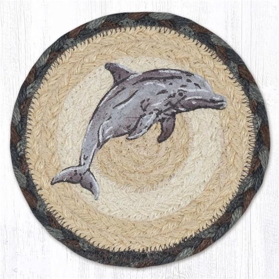 Earth Rug 79-895D 7 x 7 in. Dolphin Braided Round Large Coaster, Multi Color