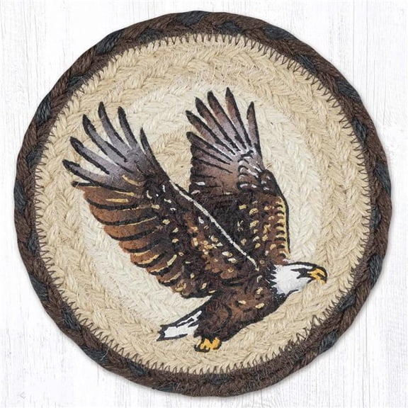 Earth Rug 79-899E 7 x 7 in. Eagle Braided Round Large Coaster, Multi Color