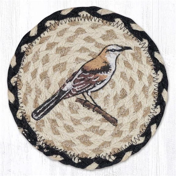 Earth Rug 79-430MB 7 x 7 in. Mocking Bird Braided Round Large Coaster, Multi Color