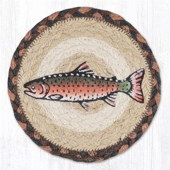 Earth Rug 79-010RS 7 x 7 in. Red Salmon Braided Round Large Coaster, Multi Color