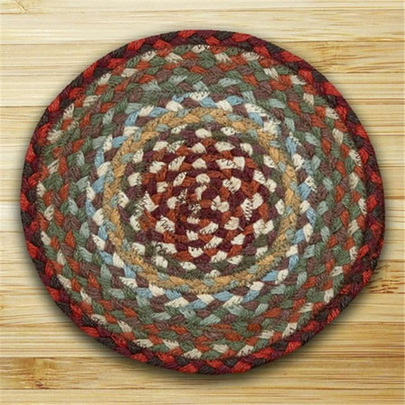 Earth Rugs 46-417 Round Miniature Swatch- Thistle Green and Country Red