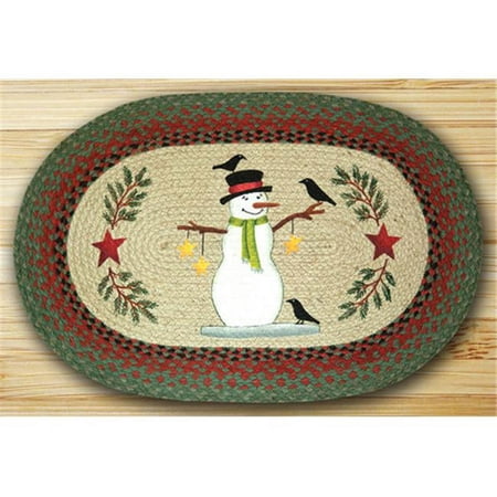 Earth Rugs 65-025SC Oval Patch Rug- Snowman with Crow