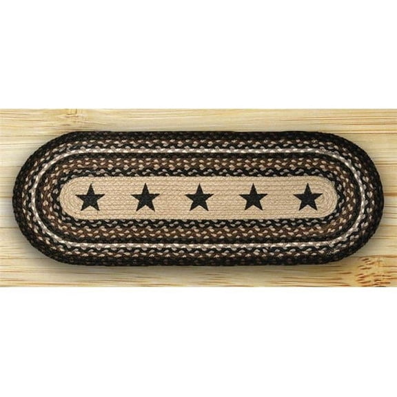 Earth Rugs 68-313BS Black Stars Oval Runner