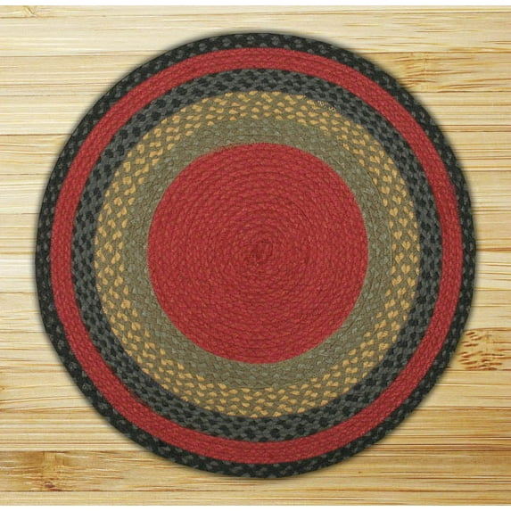 Earth Rugs C-238 Burgundy / Olive / Charcoal Round Braided Rug 4 Feet x 4 Feet