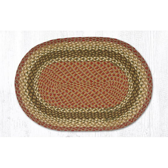 Earth Rugs C-24 Olive / Burgundy / Gray Oval Braided Rug 20" x 30"