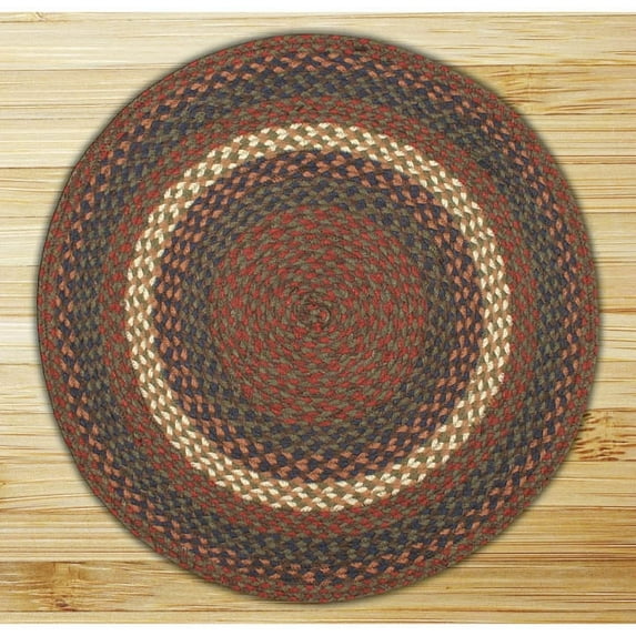 Earth Rugs C-40 Burgundy / Gray Round Braided Rug 5.75 Feet x 5.75 Feet