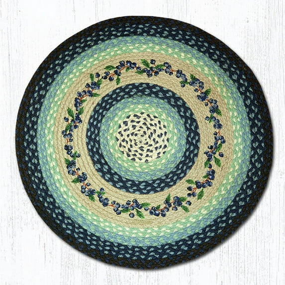 Blueberry Vine Braided and Printed Round Rug 27"x27"