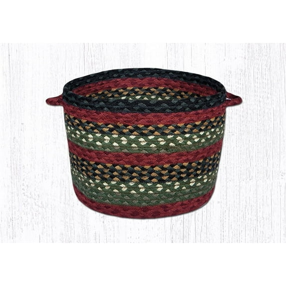 Earth Rugs UB-338 Burgundy / Olive / Charcoal Utility Basket 13 Inch X 9 Inch