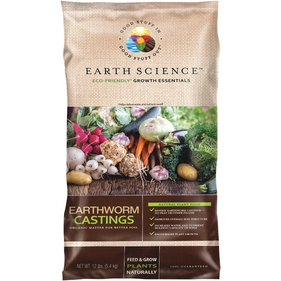 Earth Science 11896-4 12 LB Bag of Earthworm Castings Organic Compost