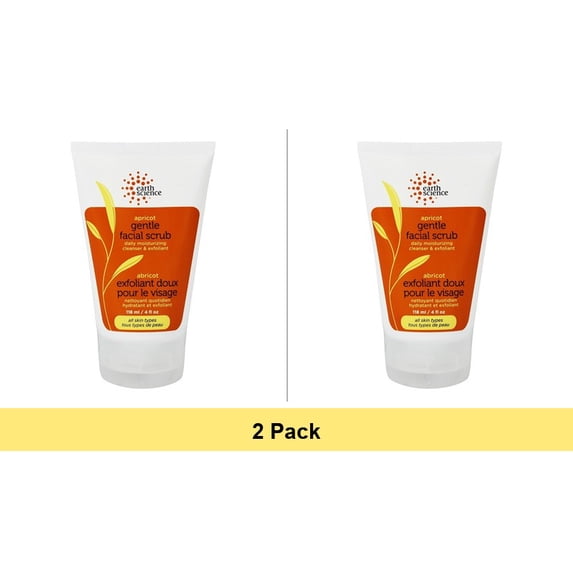 Earth Science Apricot Gentle Facial Scrub Creme 4 oz - 2 Pack Bundle