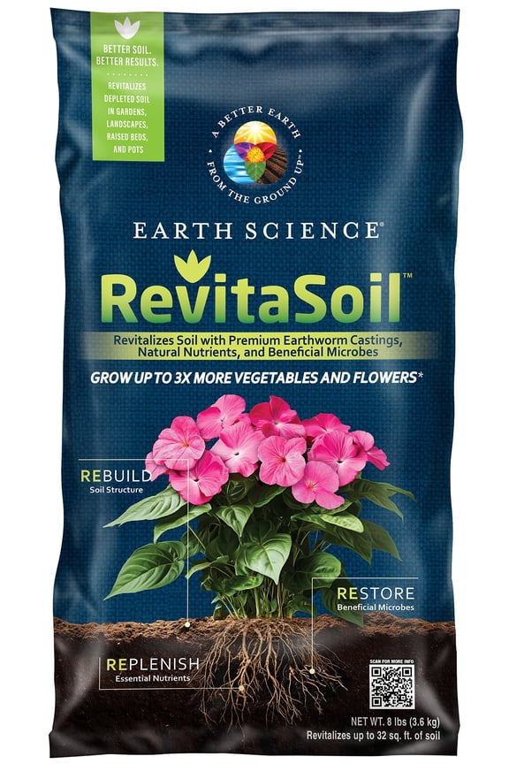 RevitaSoil, 8 lb - Organic Soil Revitalizer - Earthworm Castings (Worm Castings) Plus Natural Nutrients & Biology - Grow 3X More, Amendment for Gardens, Potted Plants, Raised Garden Bed