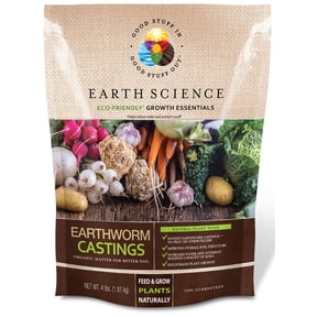 Earth Science Organic Earthworm Castings, 4 lb, Improves Soil Health, Promotes Vibrant Growth, Natural Food for Indoor & Outdoor Plants – Soil Builder for Vegetable Gardens