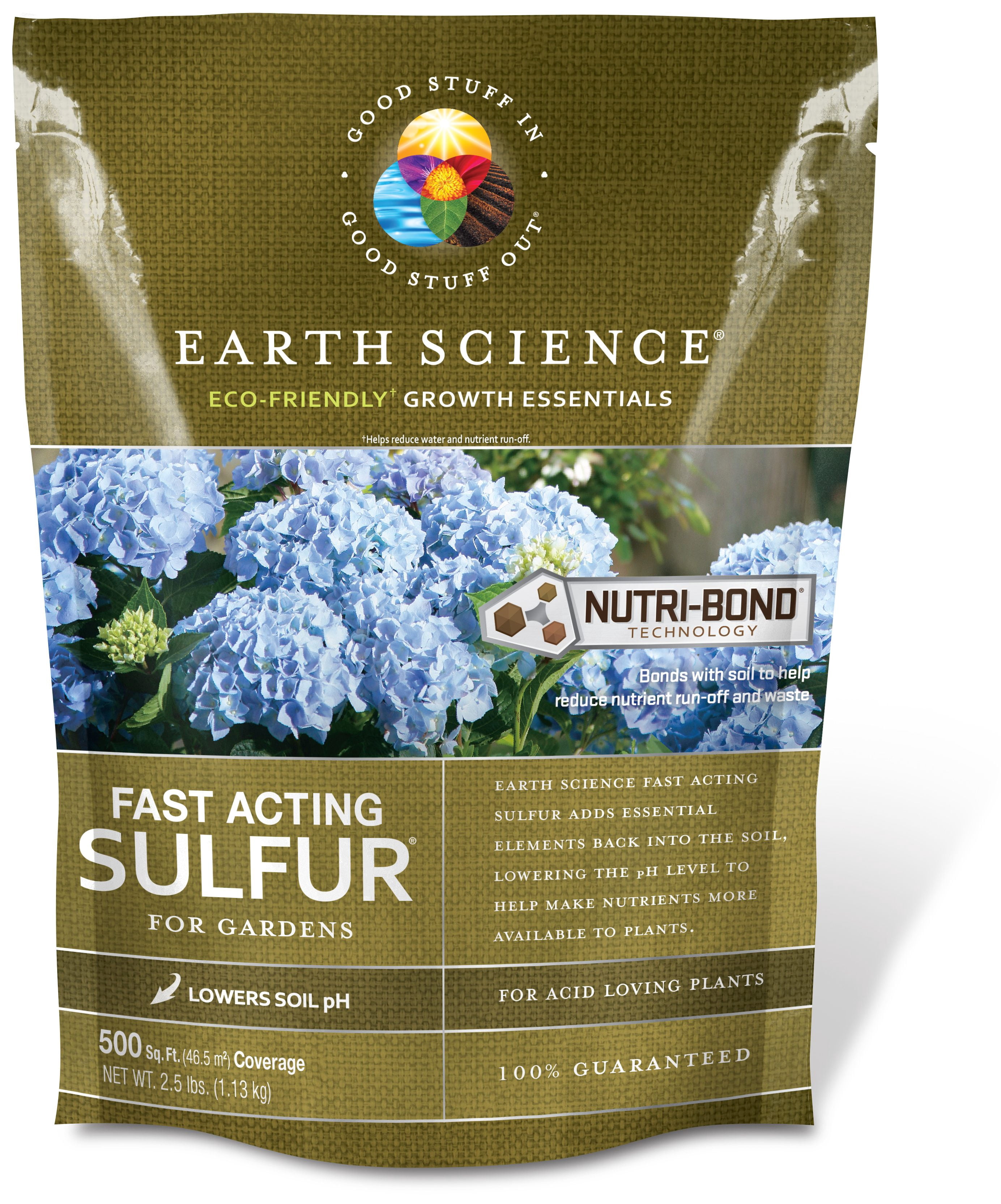 Earth Science Fast Acting Sulfur Granules - 2.5lb - Rapidly Reduces Soil pH, Improves Growth & Color for Acid-Loving Plants
