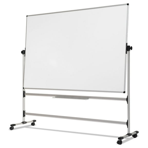 Bi-silque Visual Communication Products Inc Earth Silver Easy Clean Revolver Dry Erase Board,48x70, White, Steel Frame