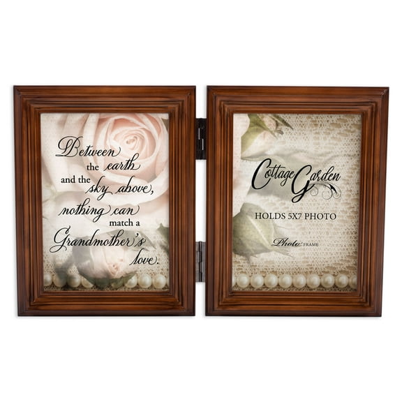 Earth Sky Match Love Woodgrain Double Tabletop Photo Frame - Holds Two 5x7 Photos