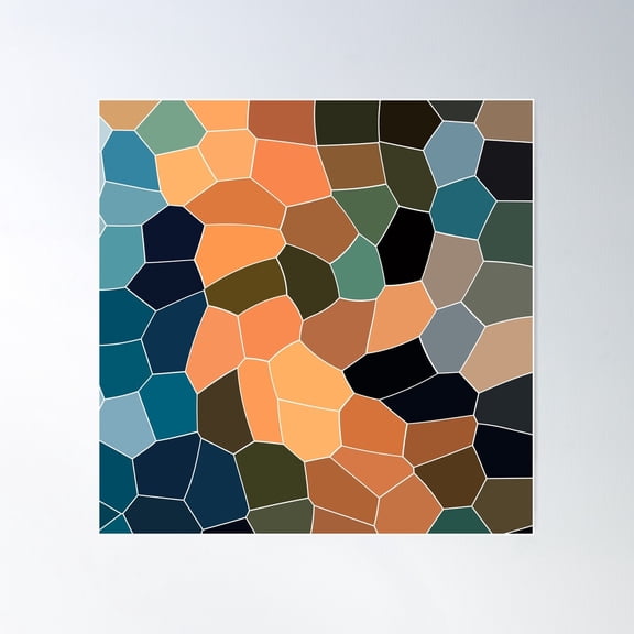 Earth, Sky, Ocean, And Desert Colors Mosaic Pattern Poster Wall Art, Modern Wall Decor For Living Room Bedroom, 16x16 UNFRAMED