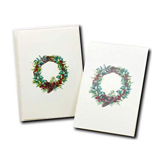 Earth Sky + Water - Winter Wreath Notecard Set - 8 Blank Cards with Envelopes