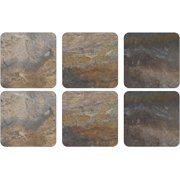 Portmeirion Home & Gifts Set of 6 Cork Backed Earth Slate Coasters, Multi Coloured