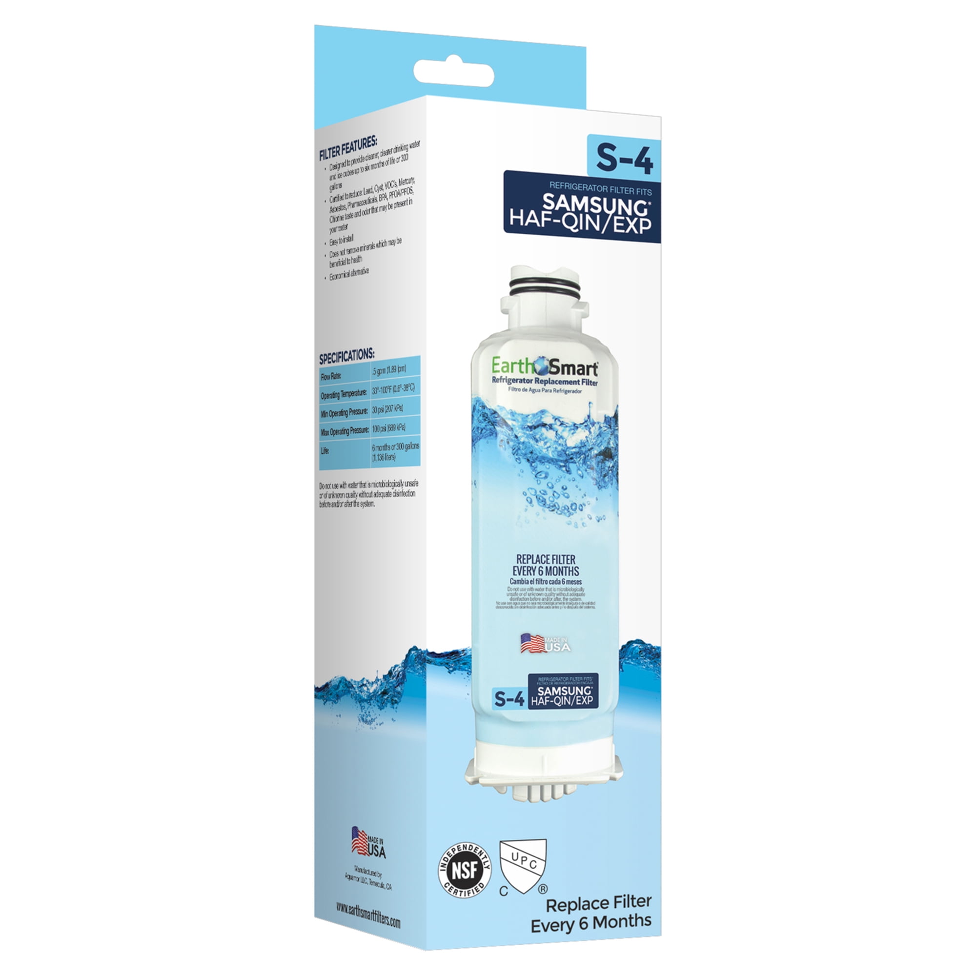 EarthSmart S-4 Refrigerator Replacement Filters For Samsung HAFQIN