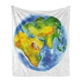 thumbnail image 1 of Earth Soft Flannel Fleece Throw Blanket, Globe of Earth Painted in Watercolors Cartography Geography Continents, Cozy Plush for Indoor and Outdoor Use, 50" x 60", Pale Blue Green Yellow, by Ambesonne, 1 of 6
