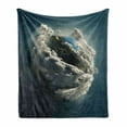 thumbnail image 1 of Earth Soft Flannel Fleece Throw Blanket, Planet Surrounded by Majestic Clouds Dramatic Aerial View Earth Environment, Cozy Plush for Indoor and Outdoor Use, 50" x 60", Petrol Blue White, by Ambesonne, 1 of 6