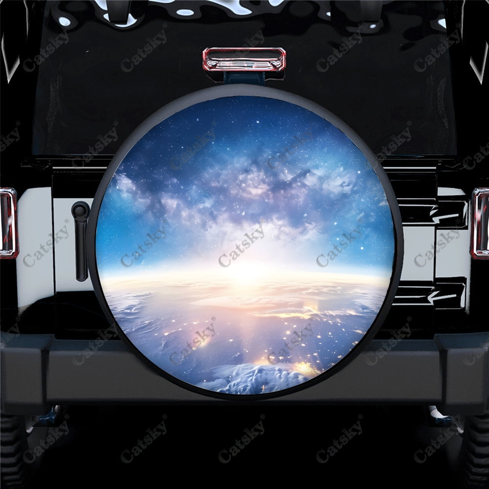 Earth Space Sun Rising Polyester Universal Spare Wheel Tire Cover