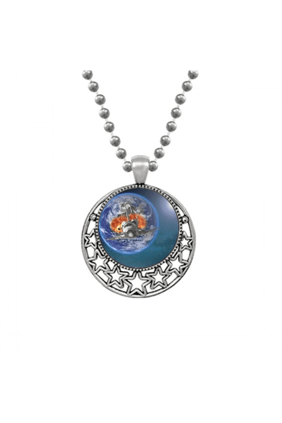 Earth Spacecraft Colorful Planets Necklaces Pendant Retro Moon Stars Jewelry