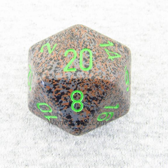 Earth Speckled Die with Green Numbers D20 34mm (1.34in) Pack of 1 Chessex