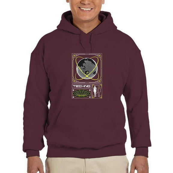 Earth Sphere Techno Style Hoodie Men -Image by Shutterstock, Male 3X-Large