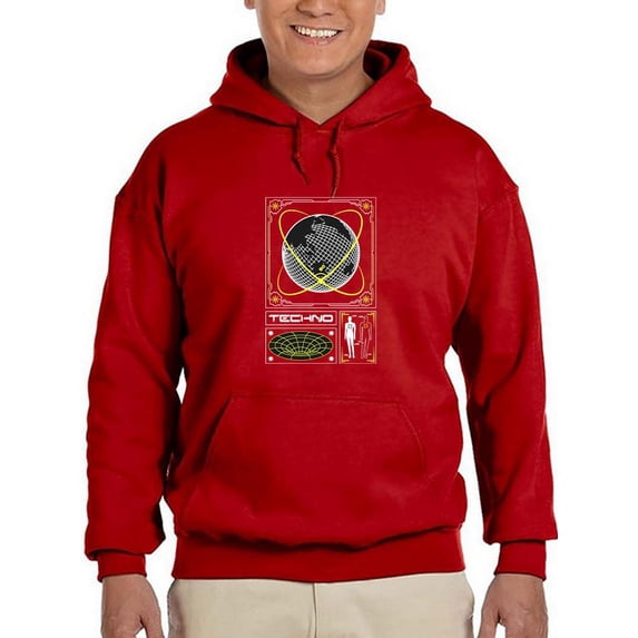 Earth Sphere Techno Style Hoodie Men -Image by Shutterstock, Male 5X-Large