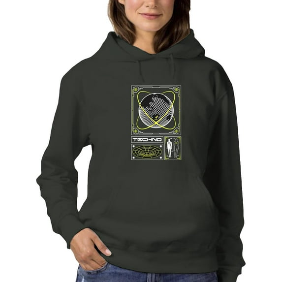 Earth Sphere Techno Style Hoodie Women -Image by Shutterstock, Female XX-Large