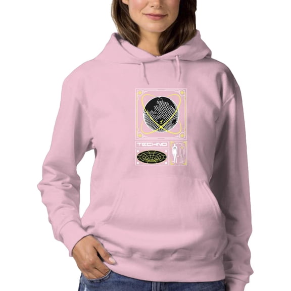 Earth Sphere Techno Style Hoodie Women -Image by Shutterstock, Female x-Large
