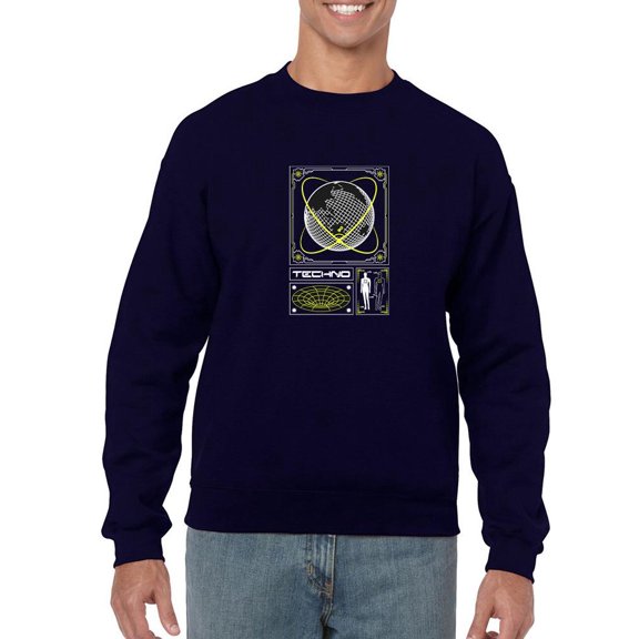 Earth Sphere Techno Style Sweatshirt Men -Image by Shutterstock, Male Small
