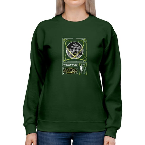 Earth Sphere Techno Style Sweatshirt Women -Image by Shutterstock, Female 3X-Large