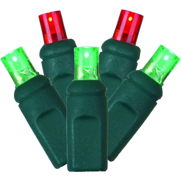 70 Red Green Wide Angle LED Single Mold Light on Green Wire 35 Christmas Light Strand Walmart