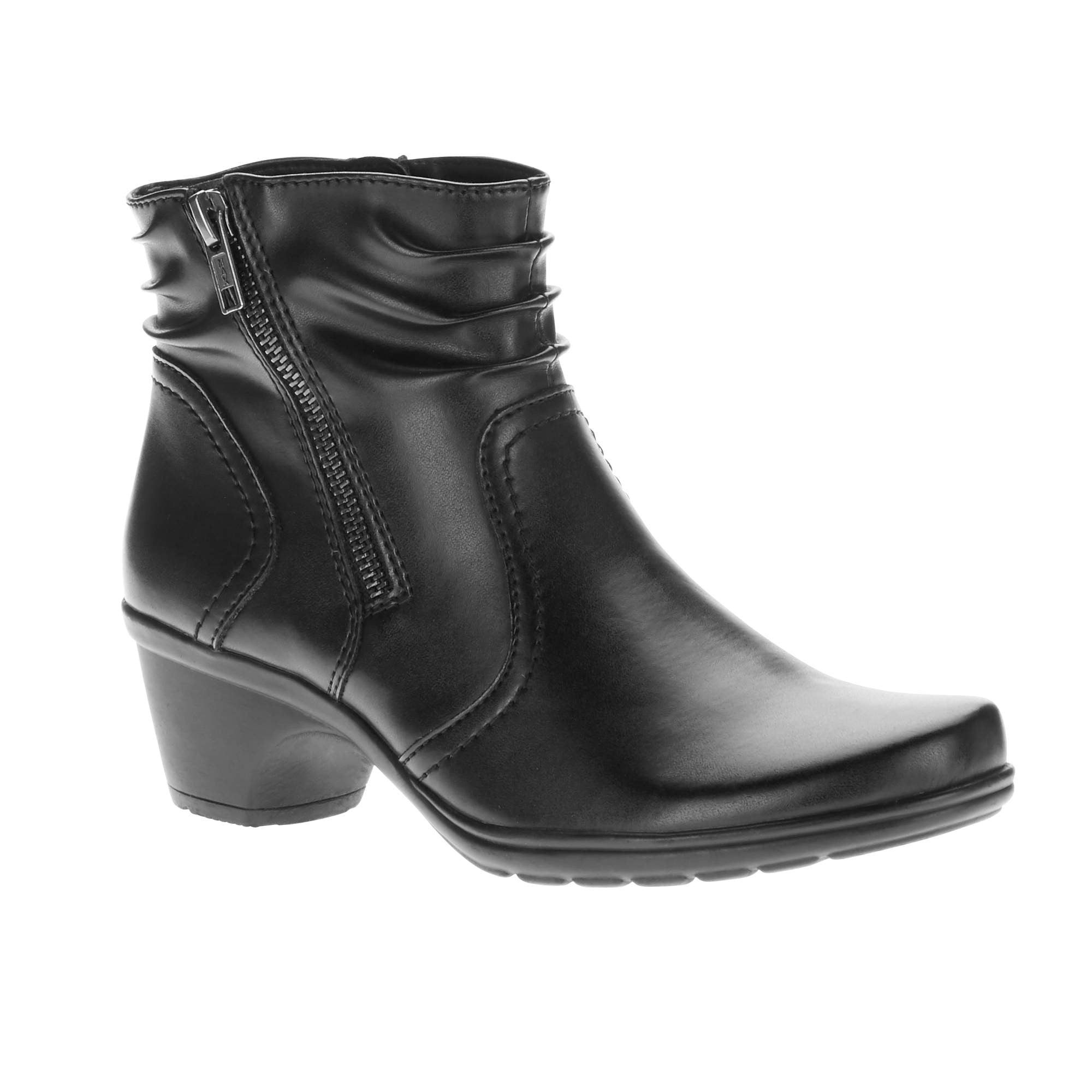 Bottines Earth Spirit Lini Blak – Noir, Talon Bas, Taille US 8 (M) – Avec Fermeture Éclair Côté