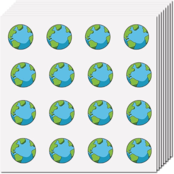 Earth Stickers Round Earth Cartoon Sticker Plastic Waterproof Small Blue Earth Self-adhesive Picture Decal Planner Stickers for DIY Craft Scrapbooking Laptop Luggage Cup Book Diary 0.98Inch